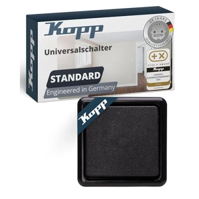 Abbildung von KOPP Wechselschalter Aufputz Programm Standard, schwarz, Universal (Wechsel Schalter), 10 A, 250 V, 513605008
