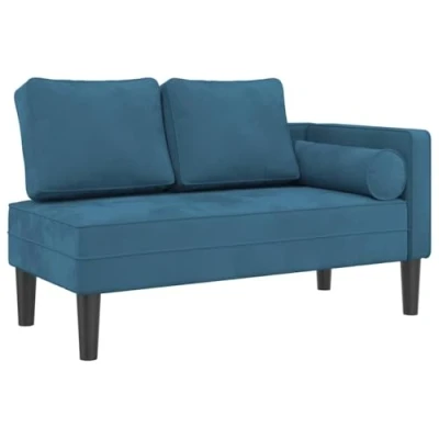 Abbildung von vidaXL Chaiselongue mit Kissen Blau Samt, 1 Teile