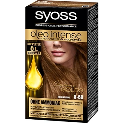 Abbildung von Syoss Oleo Intense Permanente Öl Coloration, 8 60 Honigblond Stufe 3, 3er Pack (3 x 115 ml)