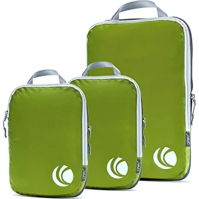 Abbildung von Cipway Kompressions Packwürfel Set, ultraleicht, erweiterbar, Reise Organizer für Handgepäck (grün, 3 Stück)