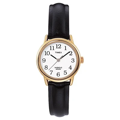 Abbildung von Timex Easy Reader Damen Armbanduhr, 25 mm, schwarzes Lederarmband, T20433