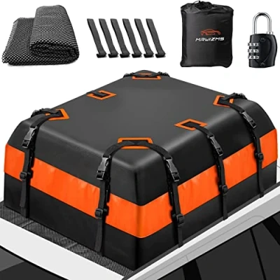 Abbildung von 21 Kubikfuß Auto Dachbox Faltbare Wasserdicht, 840D Dachtasche Dachkoffer Tragbar Dachboxen Gepäckbox, für Fahrzeuge mit/ohne Gepäckträger Gepäcktransport…