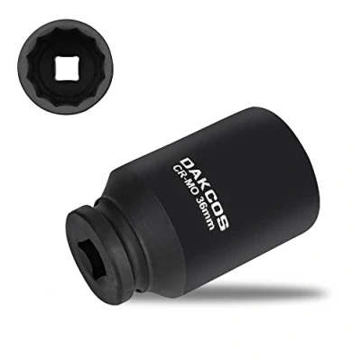 Abbildung von DAKCOS SW 36mm Vielzahn Nuss Schlagschrauber Antriebswellen Werkzeug Kraft Stecknuss 12 Kant 12,5 mm (1/2&quot;) CR MO