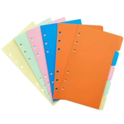 Abbildung von DY.2ten Ordner Trennblätter A6 6 Loch, 10 Blätter/2 Sets Register Index Teiler, Farbige Blanko für Ringbuch, Notizbuch, Planer