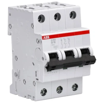 Abbildung von ABB S200 MCB Leitungsschutzschalter Typ B, 3 polig 16A 400V, Abschaltvermögen 6 kA System Pro M Compact