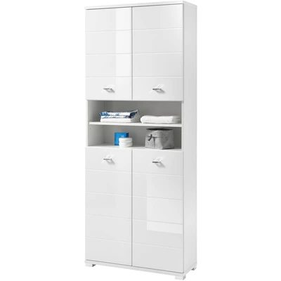 Abbildung von POOL Badezimmer Hochschrank in Weiß Moderner Badezimmerschrank Bad Schrank mit viel Stauraum 76 x 190 31 cm (B/H/T)