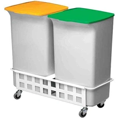 Abbildung von Durable Fahrwagen Durabin Square Trolley Duo für zwei 40 Liter, weiß, 1801622010