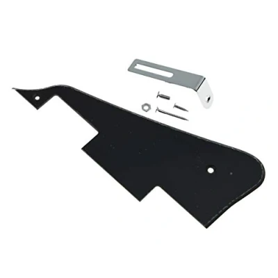 Abbildung von KAISH Einzelnes schwarzes 1 lagiges LP Gitarren Pickguard mit Chromhalterung für Epiphone Les Paul