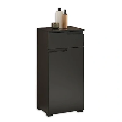 Abbildung von SPICE Badezimmer Kommode mit Schublade in Schwarz matt Badezimmerschank Bad Schrank viel Stauraum 40 x 85,5 32 cm (B/H/T)