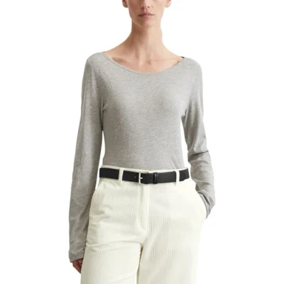 Abbildung von Marc O&#039;Polo BOAT NECK Langarmshirt, Damen, Größe: XL, Soft stone melange