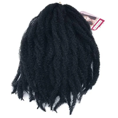 Abbildung von Coolbers 18 Zoll Black Marley Braids Hair Afro verworrene Curly Crochet Haarverlängerungen Twist Braiding (18 Zoll, 1B)