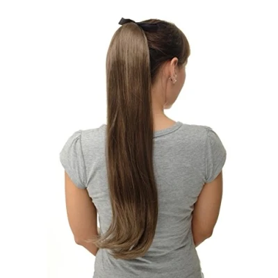 Abbildung von WIG ME UP Haarteil Zopf Pferdeschwanz Streckkamm und Band lang glatt Braun, Dunkel Goldbraun 65cm D13001 18