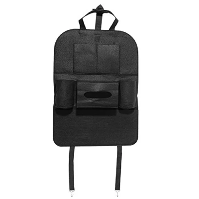 Abbildung von DUBENS® Auto Rücksitz Organizer Taschen Premium Rückenlehnenschutz, Große und iPad/Tablet Fach, Autositz Schoner wasserdicht, Kick Matten Schutz in universeller Passform für Kinder (Schwarz)