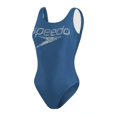 Abbildung von Speedo Damen Logo Deep U Back Badeanzug, Grün, 28