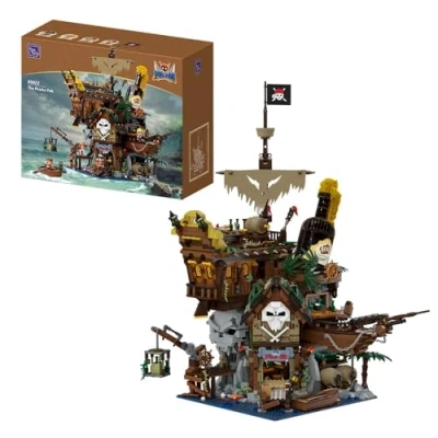 Abbildung von PANTASY Piratenbar Bauset für Erwachsene, Piratenschiff Modell mit Minifiguren, Vintage Bausteine Sammler &amp; Deko, Kreatives Geschenk Männer, Fans Erwachsene Bausteinliebhaber