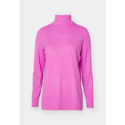 Abbildung von ONLY Onlibi LONG SLIT Rollneck Strickpullover, Damen, Größe: Small, Super pink