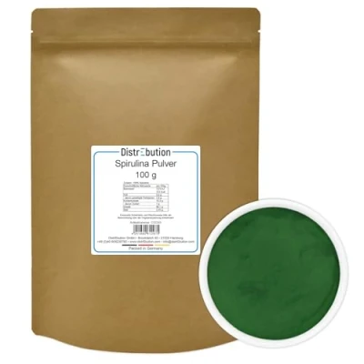 Abbildung von DistrEbution Spirulina Pulver 100g 25kg Superfood Algen Pulver, 100 g