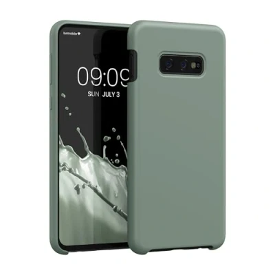 Abbildung von kwmobile Hülle kompatibel mit Samsung Galaxy S10e Silikon Handy Case Handyhülle weiche Oberfläche kabelloses Laden Rainwashed Grün