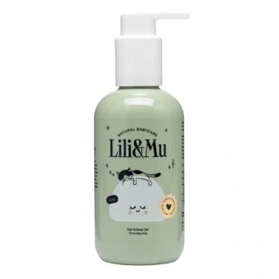 Abbildung von Lili&amp;Mu Baby Shampoo &amp; Duschgel 200 ml Shower Gel mit Allantoin Jojobaöl Ringelblumenextrakt Badeschaum, Naturkosmetik ohne Silikone SLS vom 1. Lebenstag an für Neugeborene