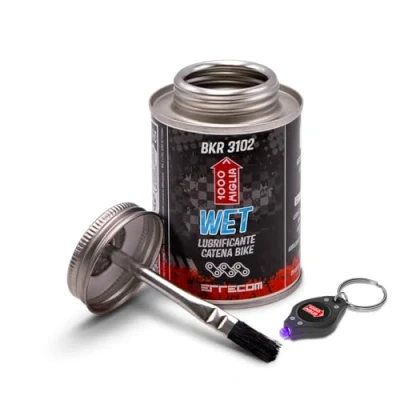 Abbildung von Errecom 1000 Miglia BKR 3102 Fahrradkette Schmiermittel Wet 240 ml, für Nasse, Feuchte und Schlammige Bedingungen, All In One mit Pinsel enthalten