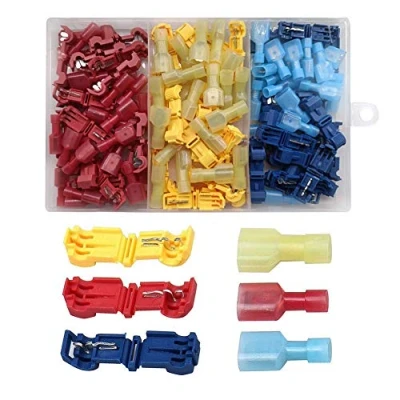 Abbildung von YIXISI 120 Stück (60 Paare) T Abzweigverbinder Schnellverbinder Kit, tap Elektrische Steckverbinder Sortiment Schnelltrennklemmen und Nylon Vollisolierter Flachstecker Set