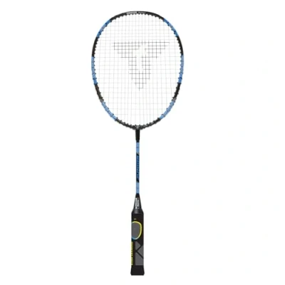 Abbildung von Talbot Torro Lern Badmintonschläger ELI Junior, verkürzte Länge 58 cm, Lerngriff, Tropfenkopf, ideal für Schulsport und Training, schwarz gelb blau, 419613