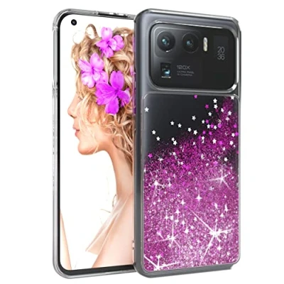 Abbildung von EAZY CASE Hülle kompatibel mit Xiaomi Mi 11 Ultra 5G Schutzhülle Flüssig Glitzer, Handyhülle, Schutzhülle, Back Cover Glitter Flüssigkeit, TPU/Silikon, Transparent/Durchsichtig, Lila