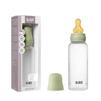 Abbildung von BIBS Babyflasche 270 ml. Sauger aus Naturkautschuk Babyflaschenset. Anti Kolik. BPA frei. Mittlerem Fluss. leicht und einfach zu reinigen. geeignet für Neugeborene ab 0 Jahren Sage