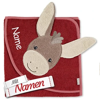 Abbildung von Sterntaler Kapuzenhandtuch mit Namen Bestickt für Baby &amp; Kinder, Mädchen Badetuch Badehandtuch/Kinder Kapuze personalisiert (Modell 6)