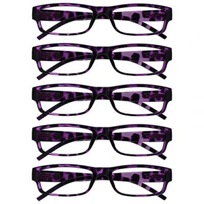 Abbildung von Die Lesebrille Unternehmen Lila Schildpatt Wert 5er Pack Leicht Herren Frauen RRRRR32 5 +1,00