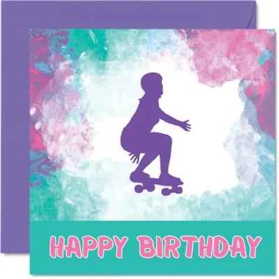 Abbildung von Sport Geburtstagskarten für Frauen und Mädchen Skateboard im Skateboarding Geburtstagskarte Freundin, Schwester, Tochter, Nichte, Teamkollege, Skater, 145 mm x mm,