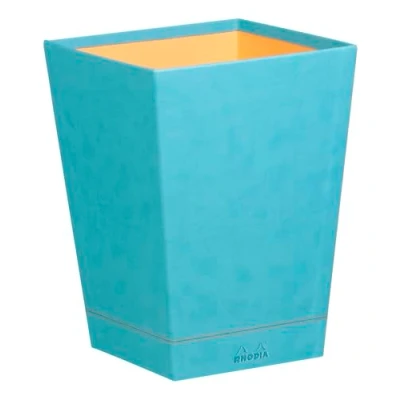 Abbildung von Rhodia 318827C Papierkorb (24 x 24 32 cm, Kunstleder, elegant und praktisch, ideal für Ihr Büro) 1 Stück, türkis