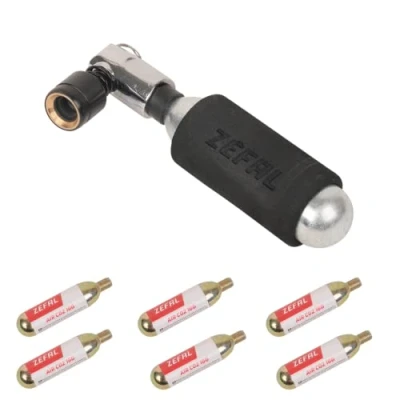 Abbildung von ZEFAL Pack EZ Big Shot Inflator CO² + 6X 16g CO2 Kartusche Kompakte, leichte, schnelle und mühelose Pumpe Schwarz Silber, Gewinde Universal