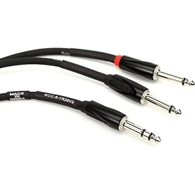 Abbildung von Roland Black Serie Verbindungs Insert /Splitkabel 6,3 mm TRS auf 2x Klinke, Länge: 1,5m RCC 5 TR28V2