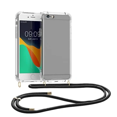 Abbildung von kwmobile Necklace Case kompatibel mit Apple iPhone 6 / 6S Hülle Silikon Cover Handykette Band Handyhülle Schwarz Transparent