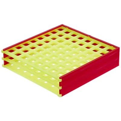 Abbildung von neoRack Polypropylen Zusammensteckbar Reaktionsgefäßgestell für 8 x Plätze 12 mm Gefäße, Rot/Gelb