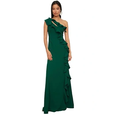 Abbildung von TRENDYOL Damen Detailed Evening and Graduation Formal Night Out Dress, Emerald Green, 34 EU