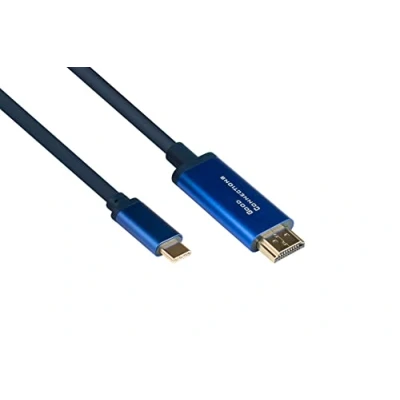Abbildung von Good Connections® SmartFLEX USB C an HDMI 2.0b Kabel 4K UHD @60Hz KUPFERLEITER, Aluminiumgehäuse HOCHFLEXIBEL dunkelblau 3 m