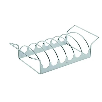 Abbildung von RÖSLE Braten und Rippchenhalter, Aufsatz zur Zubereitung von Spareribs auf Gas Kohlegrill, Bratenkorb, Edelstahl 18/10, backofen spülmaschinengeeignet