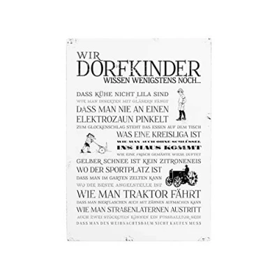Abbildung von Interluxe Shabby Vintage WANDTAFEL Holzschild WIR DORFKINDER Jungen Nostalgie Geschenk Retro