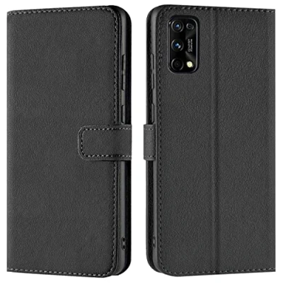 Abbildung von Verco Handyhülle für Realme 7 Pro Hülle, Bookcase Tasche Flipcover Case [Kartenfächer/Aufstellfunktion], Schwarz