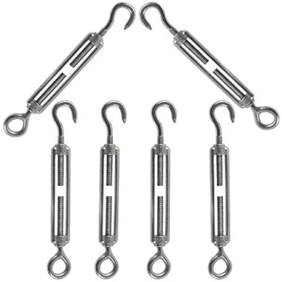 Abbildung von Rshuhx M5 Spannschloss 304 Edelstahl Spannschraube 6Stück verstellbare Haken und Ösen Wantenspanner Drahtseil Spannung Seilspanner Geeignet für Wäscheleine Rope Sonnensegel Befestigung