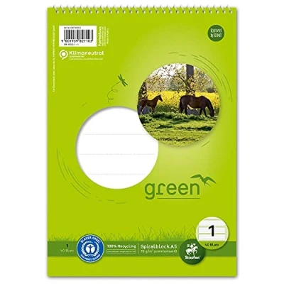 Abbildung von 2 x Staufen Spiralblock Green A5 Kopf 70 g/qm liniert Lineatur 1 40 Bl