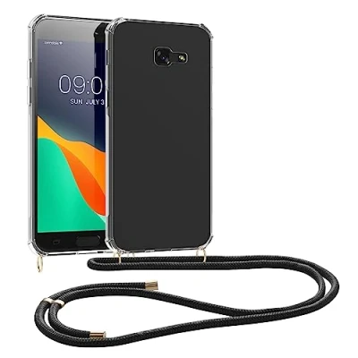 Abbildung von kwmobile Necklace Case kompatibel mit Samsung Galaxy A5 (2017) Hülle Silikon Cover Handykette Band Handyhülle Schwarz Transparent
