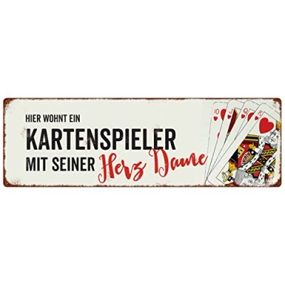Abbildung von Interluxe METALLSCHILD Blechschild Hier WOHNT EIN KARTENSPIELER Hobby Freizeit Spruch Mann