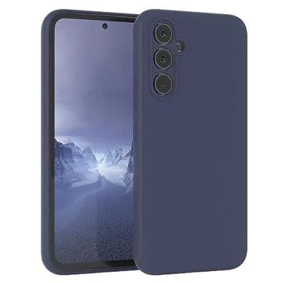 Abbildung von EAZY Case Cover Shell kompatibel mit Samsung Galaxy A54 Dünn Transparent Silikon Schutzhülle, Hülle, Gummi Schutzhülle weiche Silikon, Stoffinlay aus Microfasern in Nacht Blau