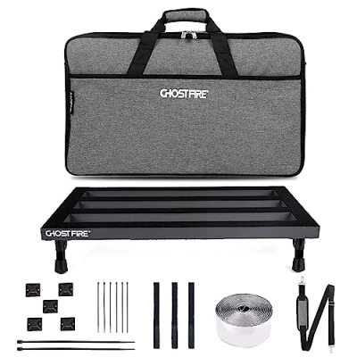 Abbildung von Ghost Fire Gitarren Pedalboard aus Aluminiumlegierung, 1 kg, Super Lichteffekt, 55,9 x 30,5 cm, mit Tragetasche, SPL 05