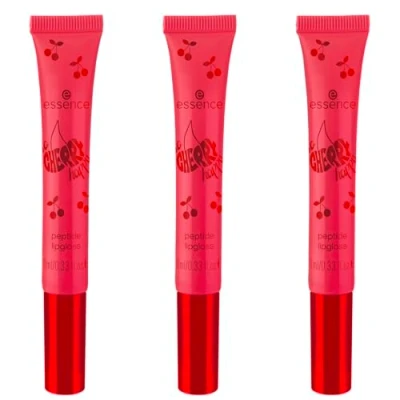 Abbildung von essence SO CHERRY happy peptide lipgloss, Nr. 01, Rot, feuchtigkeitsspendend, glänzend, strahlend frisch, vegan, ohne Parabene, Mikroplastikpartikel, Nanopartikel frei, 3er Pack (3x10ml)