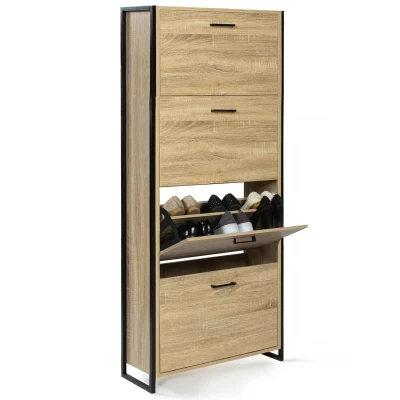Abbildung von IDMarket Schuhschrank Luis, 4 Türen, industrielles Design