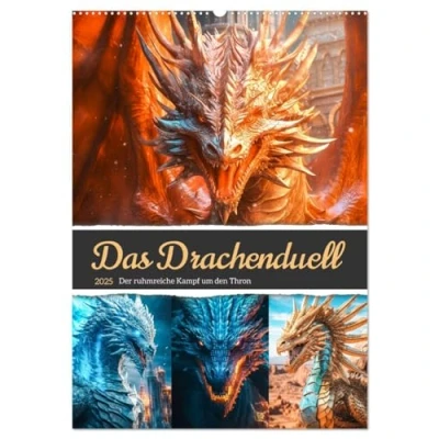 Abbildung von Das Drachenduell (Wandkalender 2025 DIN A2 hoch), CALVENDO Monatskalender